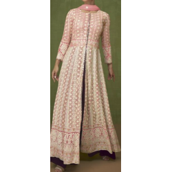 Cottons Thread Work ANARKALI SUITE SEMI STITCHED