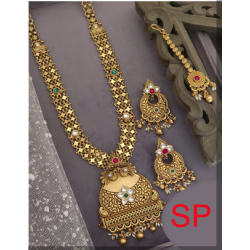 Long Necklace Antique Set Brass High Gold